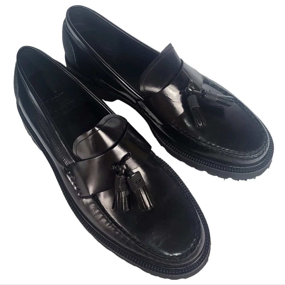 Cole Haan American Classics Box Leather Tassel Loafers Black 8.5 - Picture 3 of 4